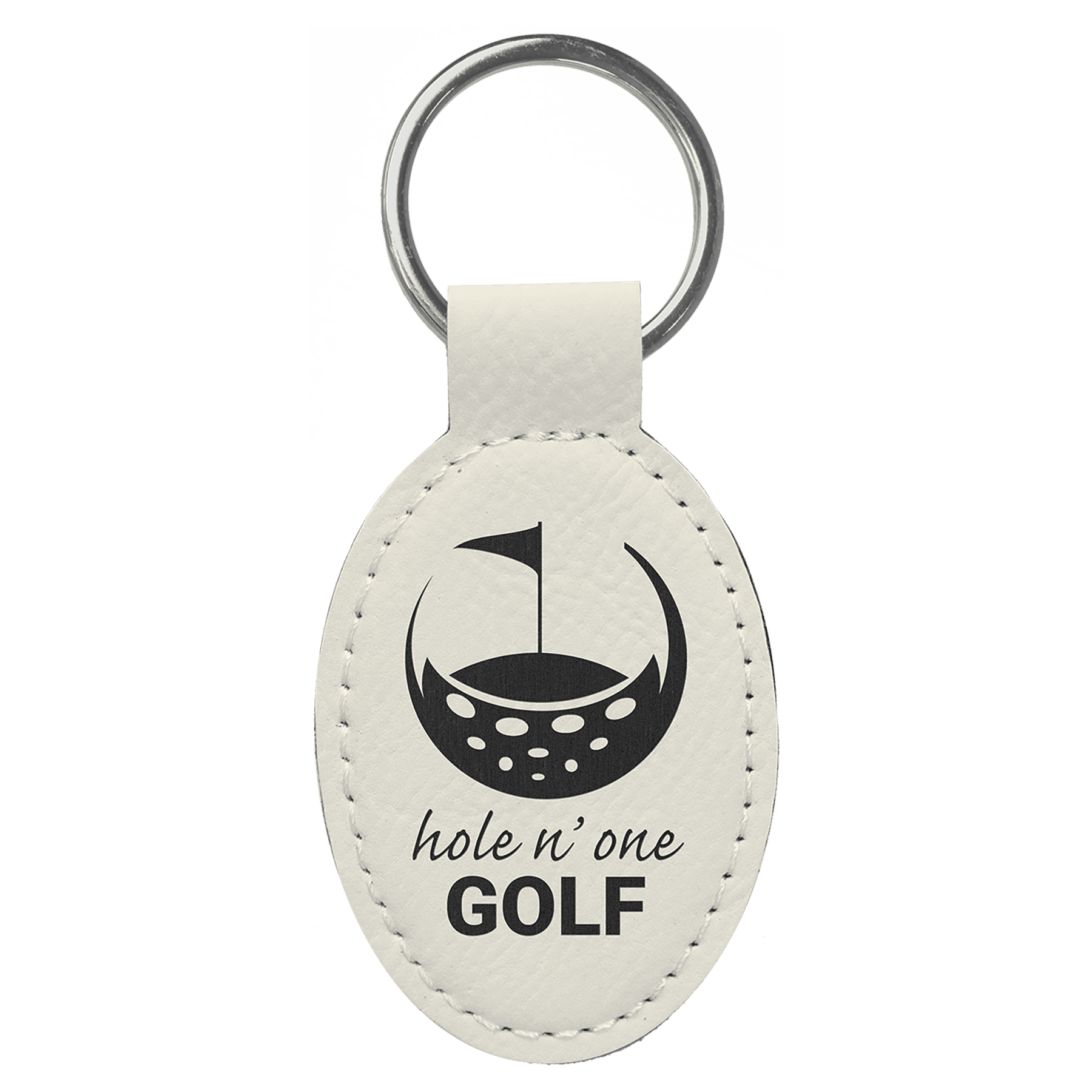 3" x 1 3/4" Laserable Leatherette Oval Keychain - HatFlow Company
