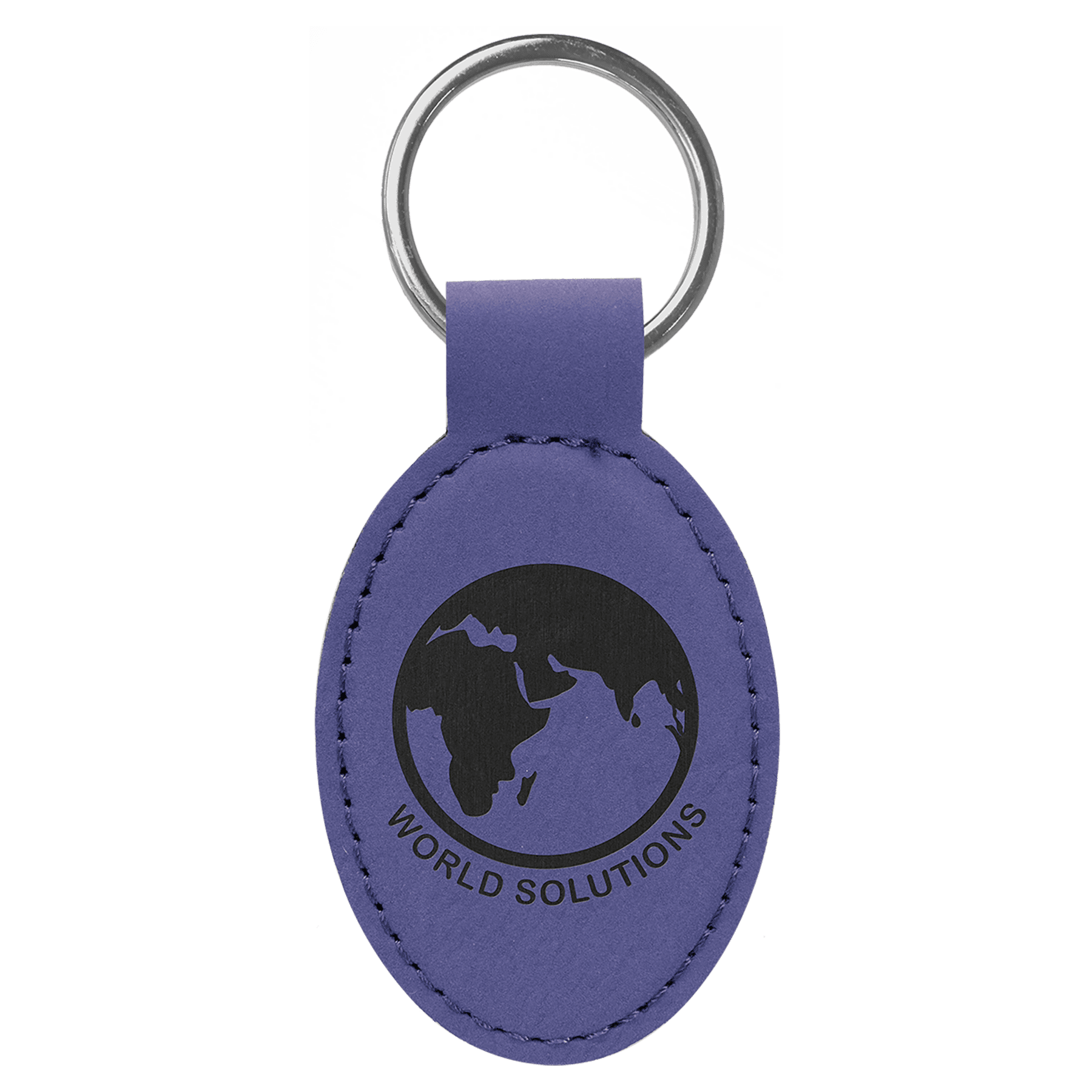 3" x 1 3/4" Laserable Leatherette Oval Keychain - HatFlow Company