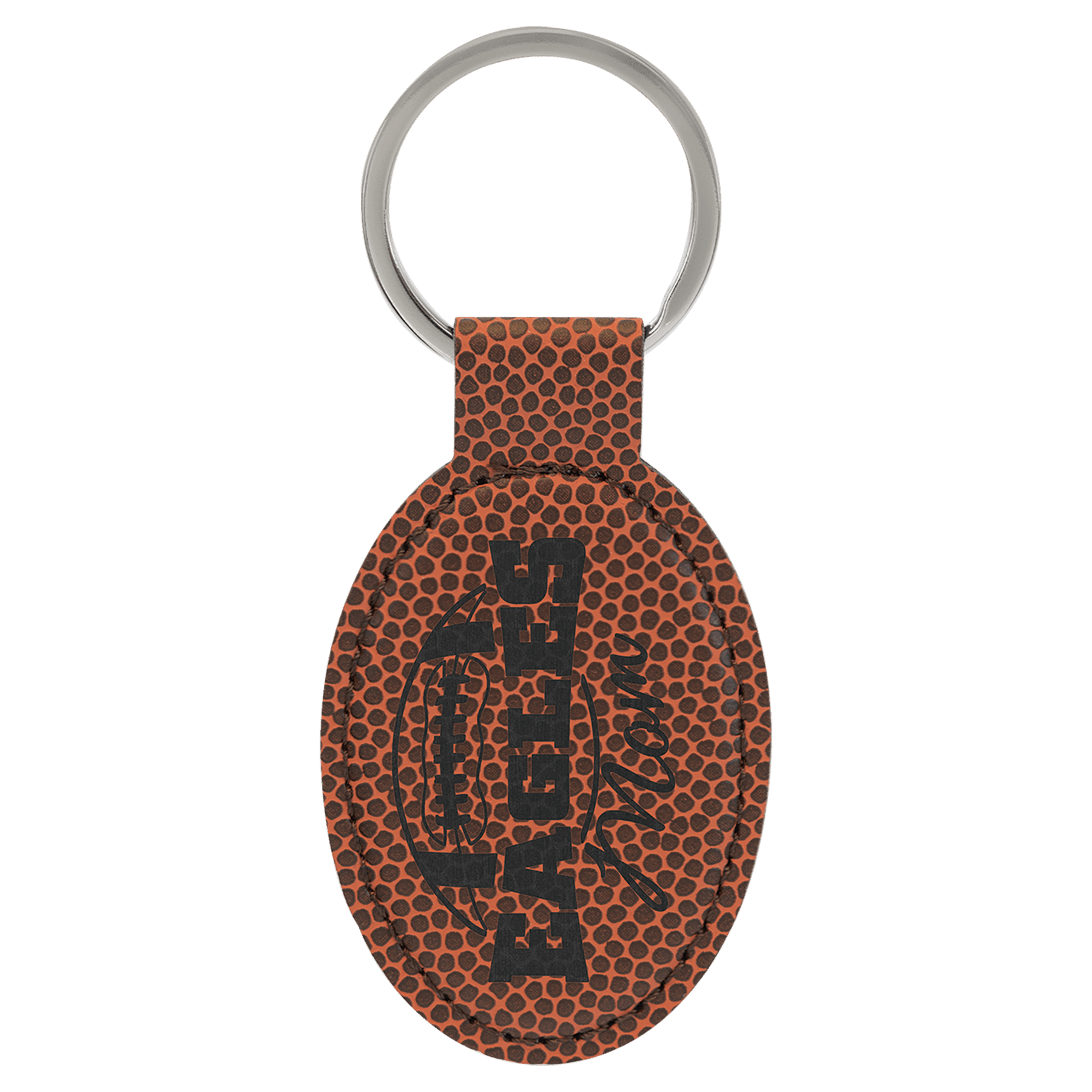 3" x 1 3/4" Laserable Leatherette Oval Keychain - HatFlow Company