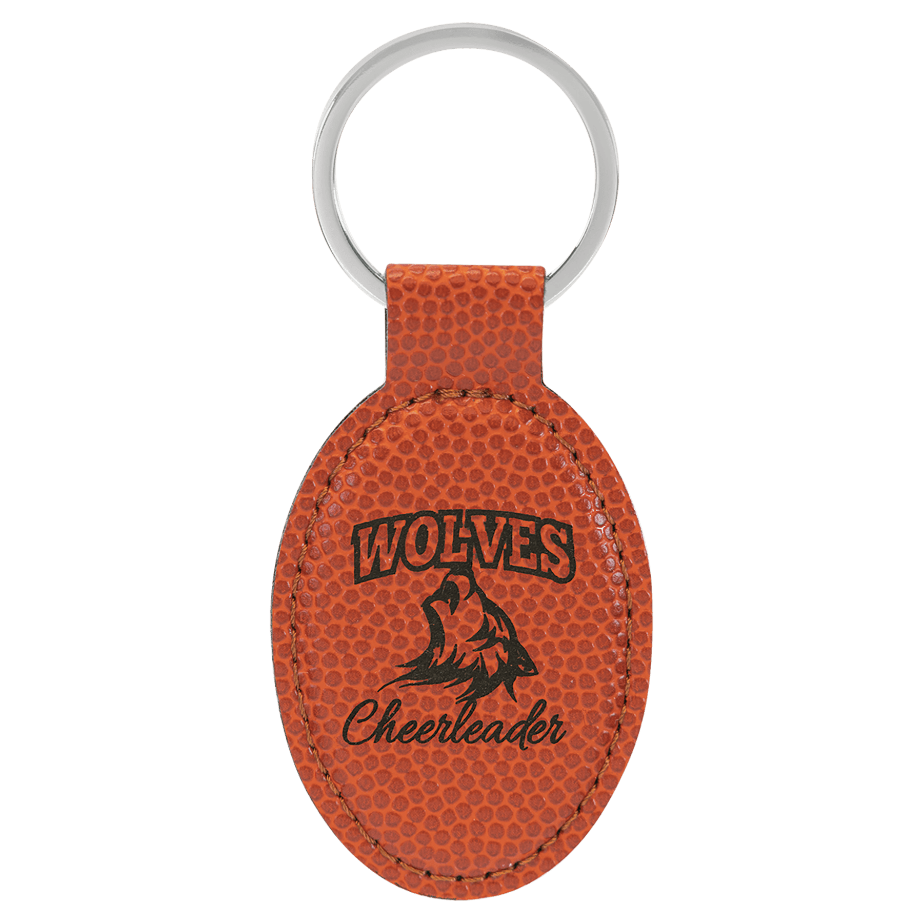 3" x 1 3/4" Laserable Leatherette Oval Keychain - HatFlow Company