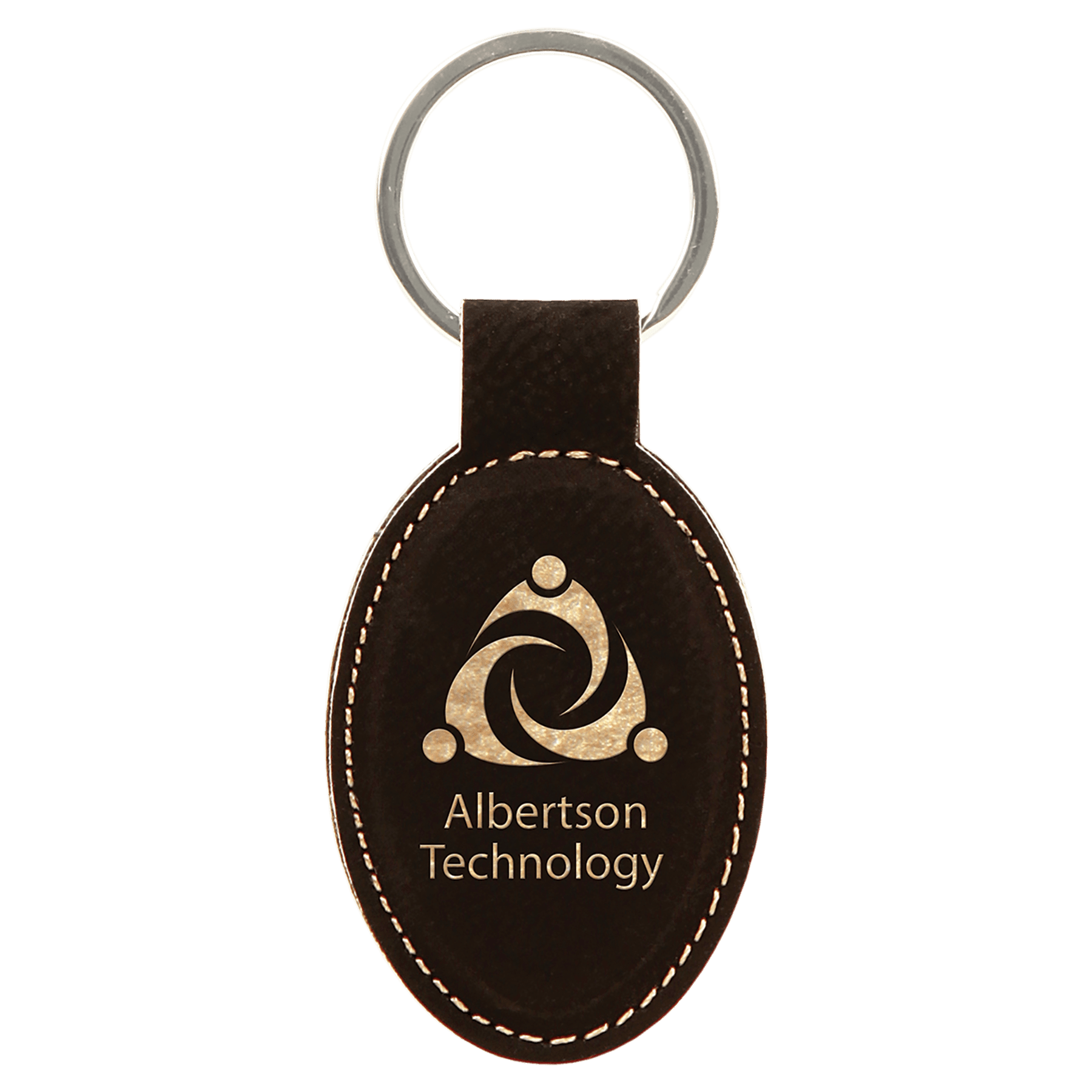 3" x 1 3/4" Laserable Leatherette Oval Keychain - HatFlow Company