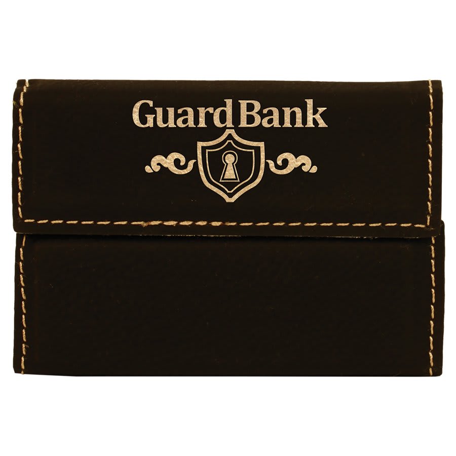 3 3/4" x 2 3/4" Laserable Leatherette Hard Business Card Holder - HatFlow Company