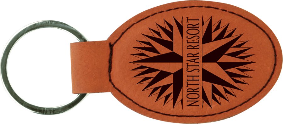 3" x 1 3/4" Laserable Leatherette Oval Keychain - HatFlow Company