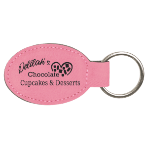 3" x 1 3/4" Laserable Leatherette Oval Keychain - HatFlow Company