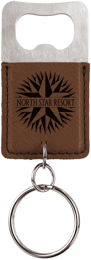 Rectangle Laserable Leatherette Bottle Opener Keychain - HatFlow Company