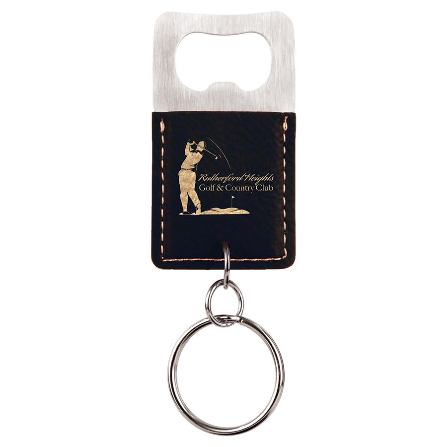 Rectangle Laserable Leatherette Bottle Opener Keychain - HatFlow Company