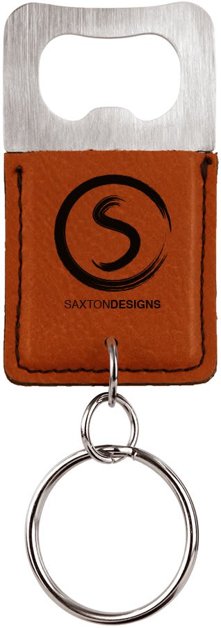 Rectangle Laserable Leatherette Bottle Opener Keychain - HatFlow Company