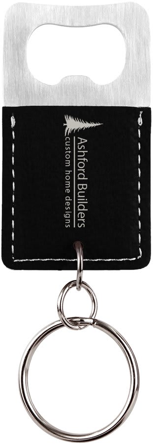 Rectangle Laserable Leatherette Bottle Opener Keychain - HatFlow Company