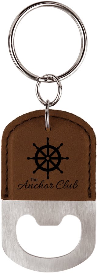 Oval Laserable Leatherette Bottle Opener Keychain - HatFlow Company