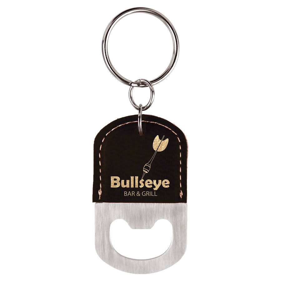 Oval Laserable Leatherette Bottle Opener Keychain - HatFlow Company