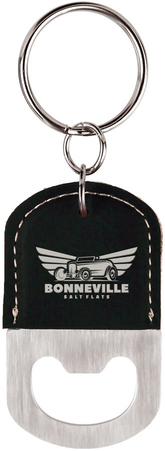 Oval Laserable Leatherette Bottle Opener Keychain - HatFlow Company