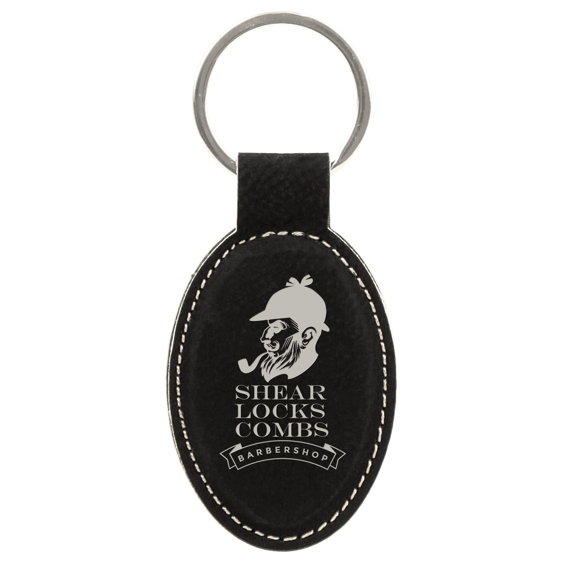 3" x 1 3/4" Laserable Leatherette Oval Keychain - HatFlow Company
