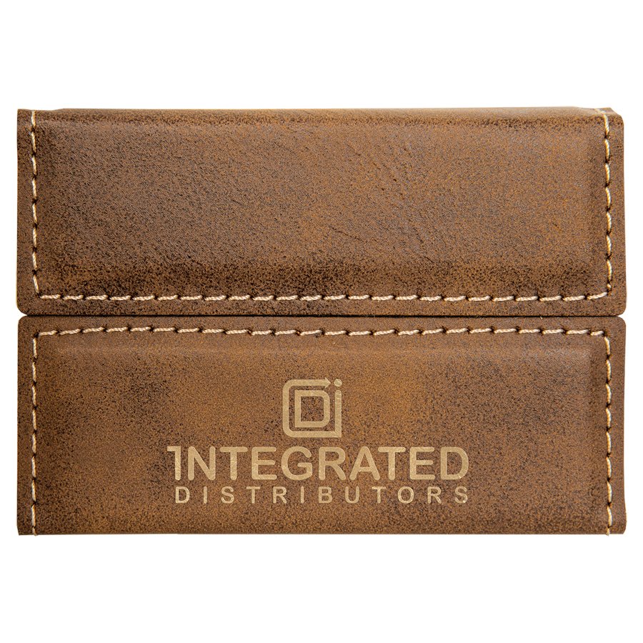 3 3/4" x 2 3/4" Laserable Leatherette Hard Business Card Holder - HatFlow Company