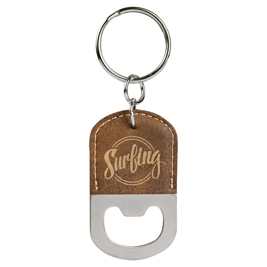 Oval Laserable Leatherette Bottle Opener Keychain - HatFlow Company