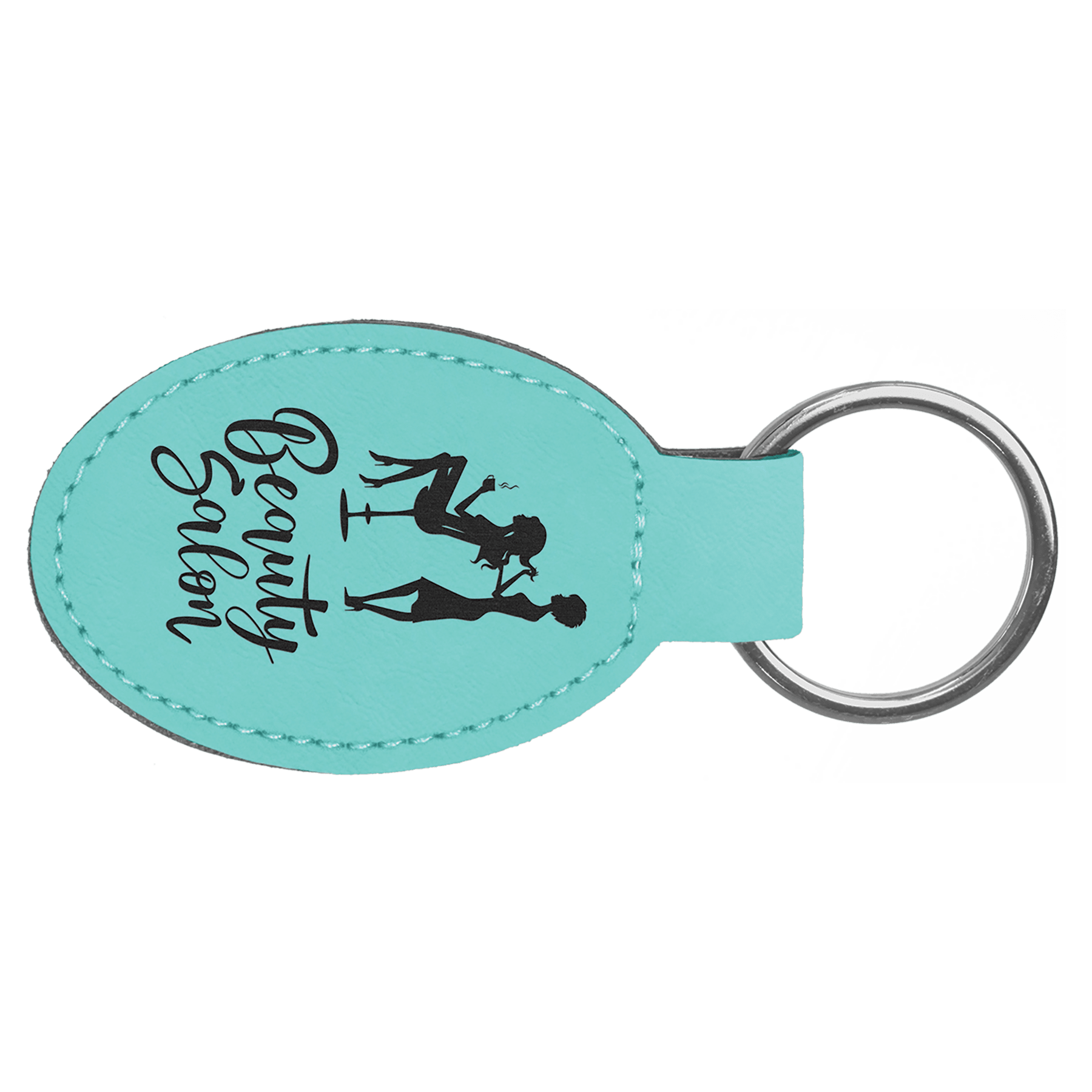 3" x 1 3/4" Laserable Leatherette Oval Keychain - HatFlow Company