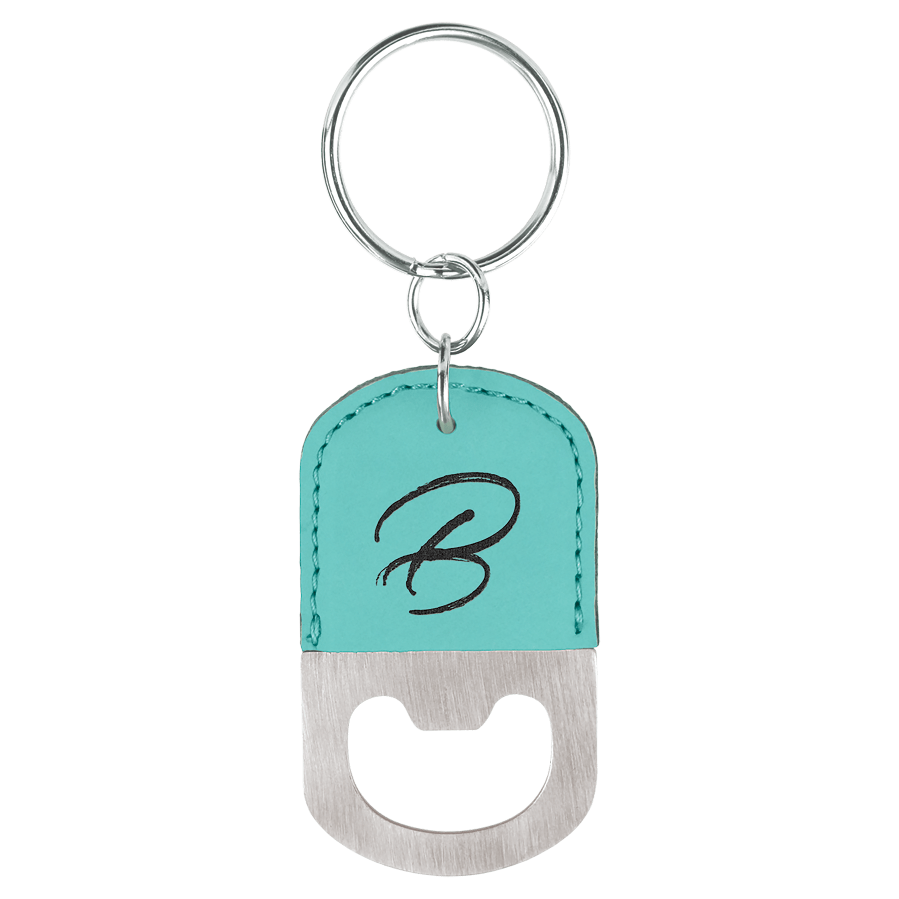 Oval Laserable Leatherette Bottle Opener Keychain - HatFlow Company