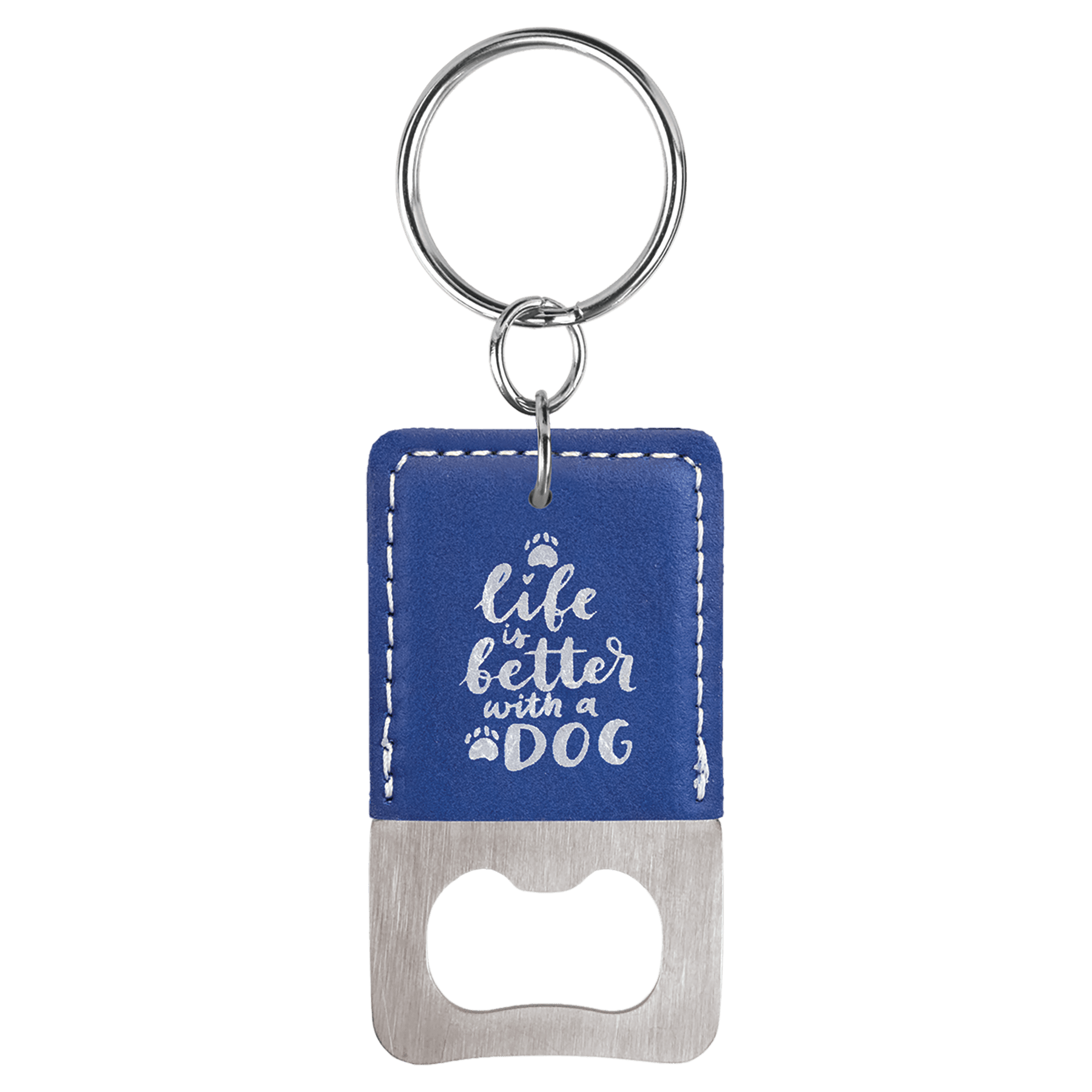 Rectangle Laserable Leatherette Bottle Opener Keychain - HatFlow Company