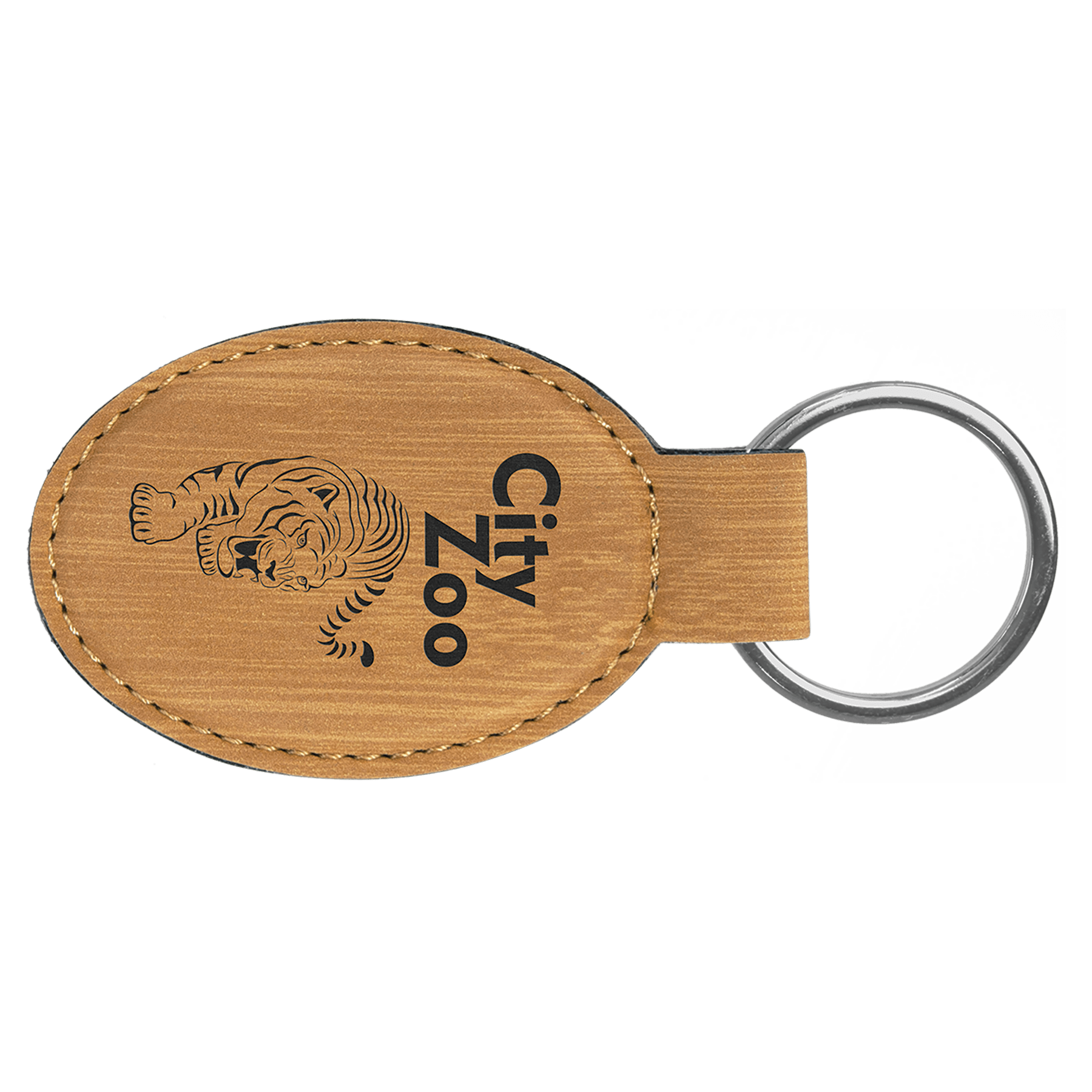3" x 1 3/4" Laserable Leatherette Oval Keychain - HatFlow Company