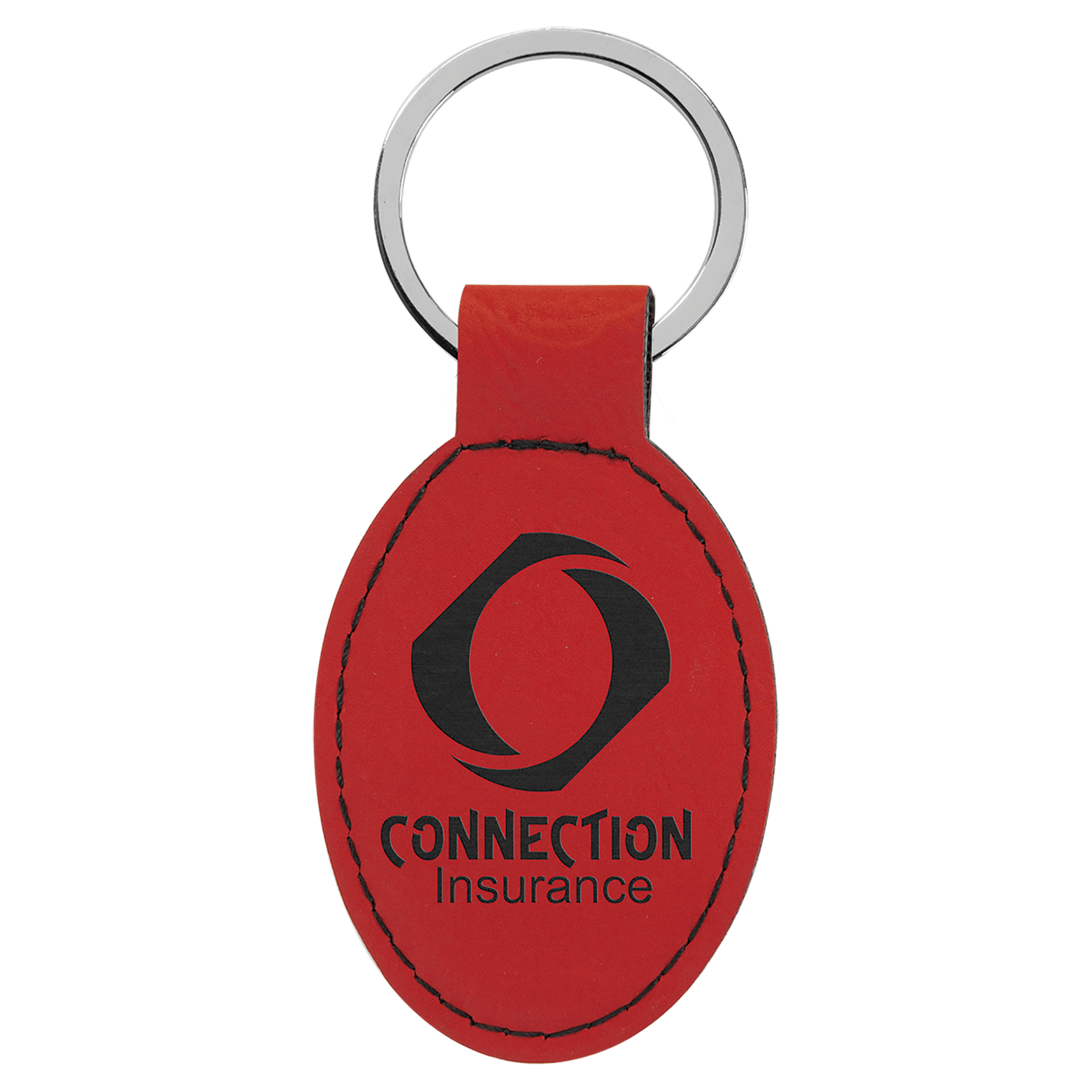 3" x 1 3/4" Laserable Leatherette Oval Keychain - HatFlow Company