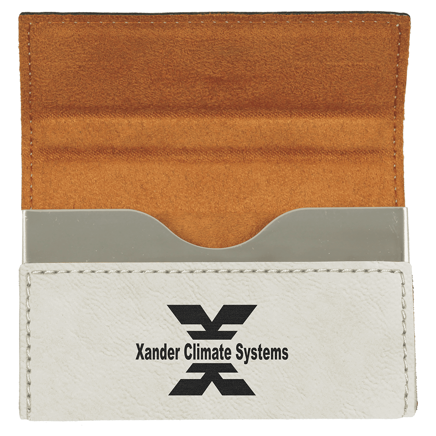 3 3/4" x 2 3/4" Laserable Leatherette Hard Business Card Holder - HatFlow Company