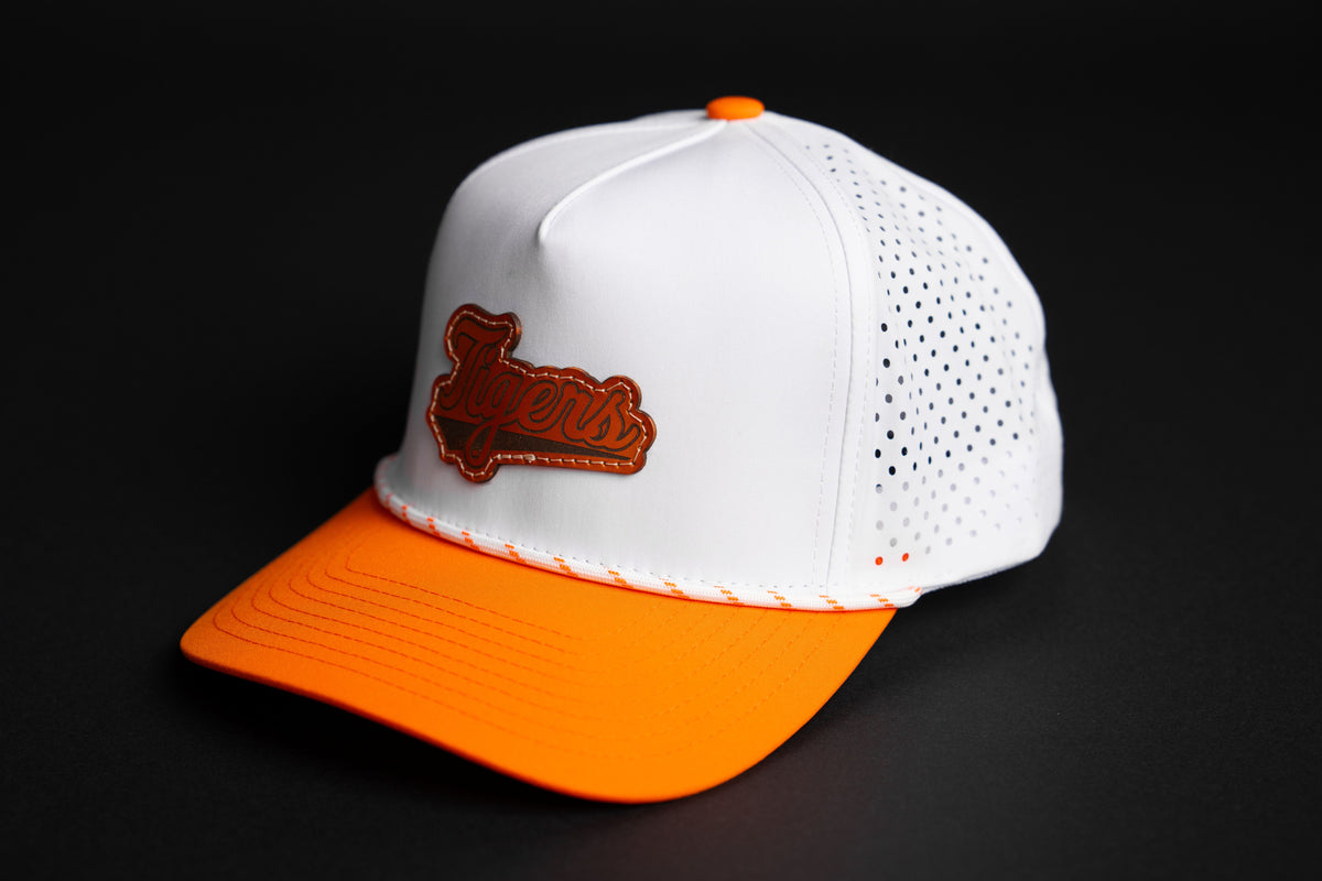 White Clemson Tigers performance rope hat with orange bill